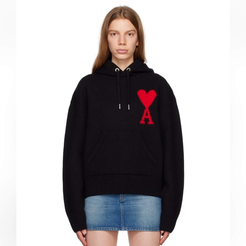 Ami Paris Black Ami de Cœur Hoodie